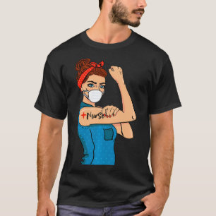 Verpleegkundige met maskeraar Rosie de riveter ste T-shirt