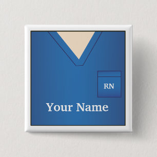 Verpleegkundige naam Blauwe Scrubs Square Button