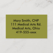 Verpleegkundige Practitioner Visitekaartjes Olive  (Achterkant)