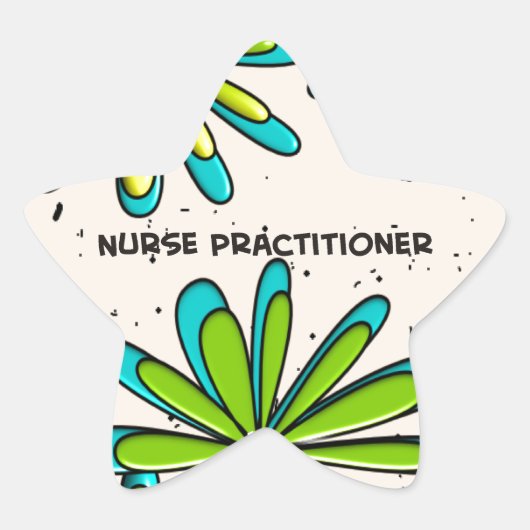 Verpleegkundige Practitioner Whimsical Flowers II Ster Sticker (Voorkant)
