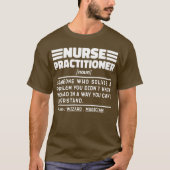 Verpleegkundige Practitioner Zuster Medicijn Werke T-shirt (Voorkant)
