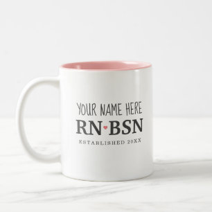 Verpleegkundige RN BSN Simple Cute Personalized Tweekleurige Koffiemok
