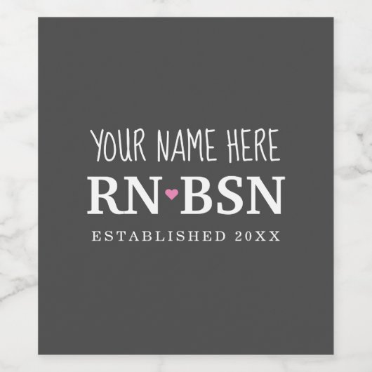 Verpleegkundige RN BSN Simple Cute Personalized Wijn Etiket (Enkel label)