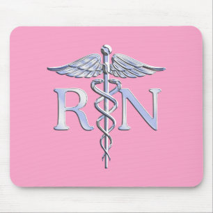 Verpleegkundige RN Caduceus op Pink Rose Muismat