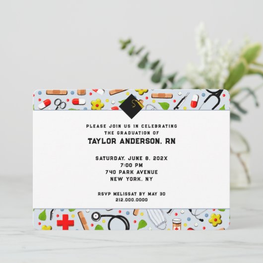Verpleegkundige School Afstudeerfeest Kaart (Staand voorkant)