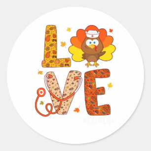Verpleegkundige Thanksgiving Day Love Nurse Life H Ronde Sticker