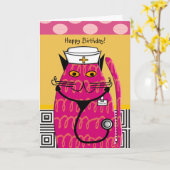 Verpleegkundige Verjaardag Kaart grillige Kattenve (Gele Bloem)