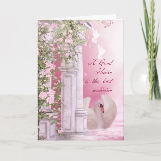 Verpleegkundigen dag Kaart met zwanenduif en Rozen (Voorkant)