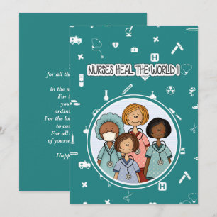 Verpleegkundigen genezen de wereld. Verpleegkundig Bedankkaart
