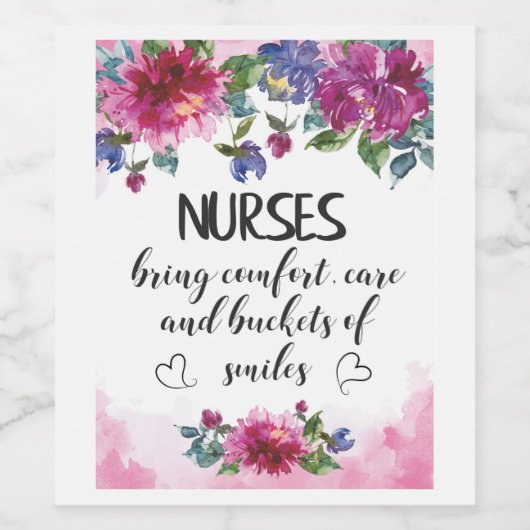 Verpleegkundigen Grafiek Afstuderen citaat Korte d Wijn Etiket (Enkel label)