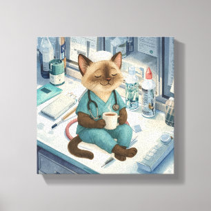 Verpleegkundigen hebben een koffiepauze canvas afdruk