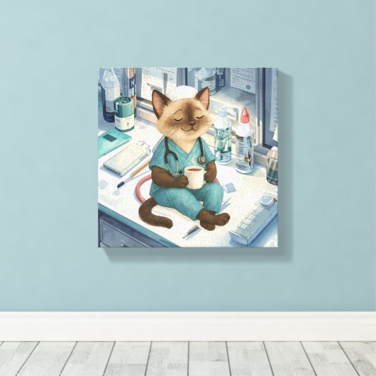 Verpleegkundigen hebben een koffiepauze canvas afdruk (Insitu (Houten vloer))