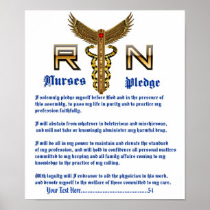 Verpleegkundigen Pledge 11x13 Uitzicht over design Poster