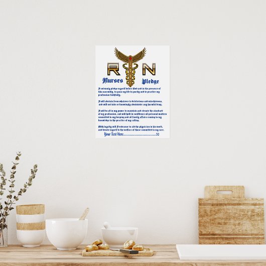 Verpleegkundigen Pledge 16x20 Uitzicht over design Poster (Keuken)