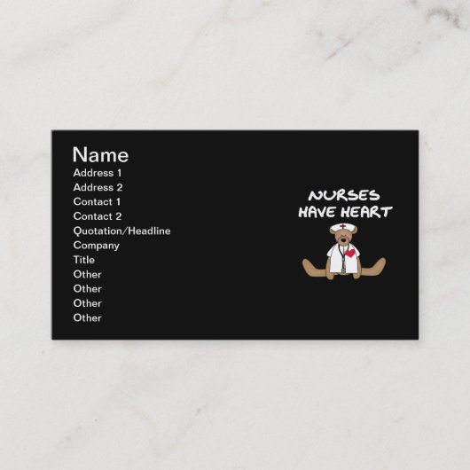 Verpleegkundigen van beer hebben T-shirts en gesch Visitekaartje (Voorkant)