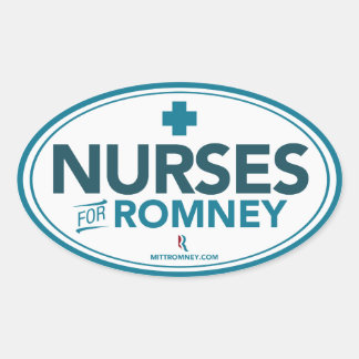 Verpleegkundigen voor Mitt Romney 2012 (ovale Stic Ovale Sticker