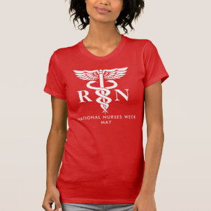 Verpleegkundigen Week/Dag, witte caduceus RN T-shirt