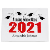 Verpleegschool 2021 Afstuderen Gift Bag (Rode Pett Groot Cadeauzakje (Voorkant)