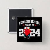 Verpleegschool Afstuderen 2024 Verpleegkundig Afst Vierkante Button 5,1 Cm (Voorkant /achterkant)