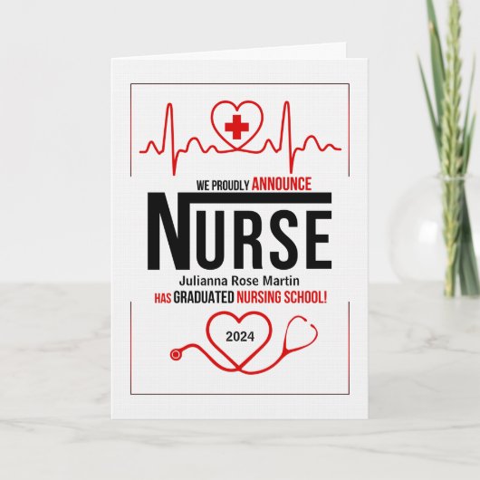 Verpleegschool Afstuderen aankondiging met naam (Voorkant)