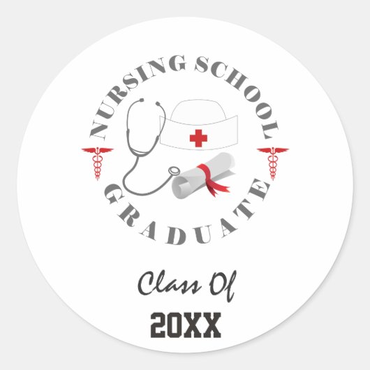 Verpleegschool Afstuderen vistuig Ronde Sticker (Voorkant)