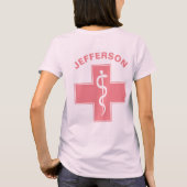 Verpleegstaaf van Asclepius-naam en aangepaste kle T-shirt (Achterkant)