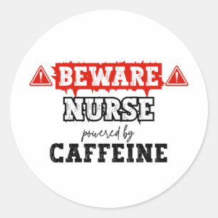 Verpleegster aangedreven door cafeïne Verpleegku Ronde Sticker
