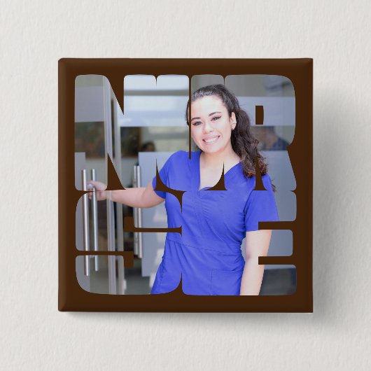 Verpleegster aangepaste foto vierkant vierkante button 5,1 cm (Voorkant)