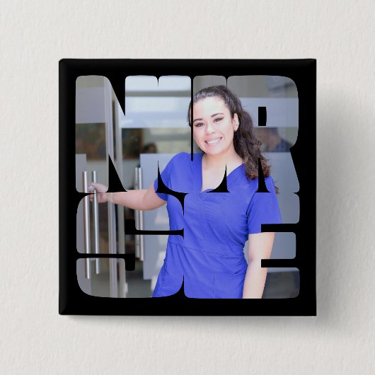 Verpleegster aangepaste foto vierkant vierkante button 5,1 cm (Voorkant)