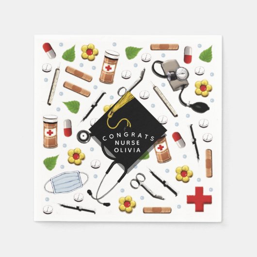 Verpleegster afstudeerfeest servetten (Voorkant)