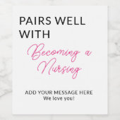 verpleegster afstuderen, dank u verpleegster wijn etiket (Enkel label)