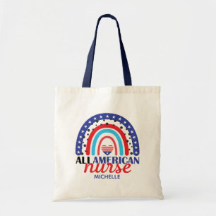 Verpleegster Alle Amerikaanse vlag Rainbow Tote Bag