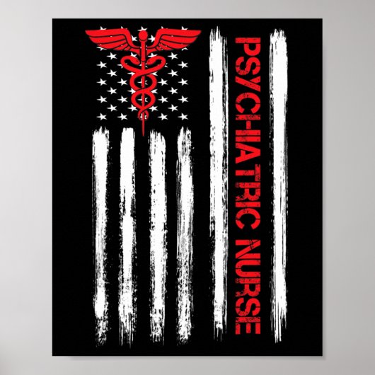 Verpleegster Amerikaanse vlag Rn Geestelijke Gezon Poster (Voorkant)