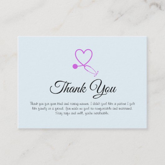 Verpleegster bedankkaartjes - Meervoudig of enkelv Advieskaart (Voorkant)