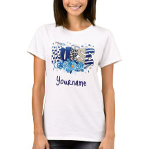 Verpleegster blauw vet glitterdier patroon, bloeme