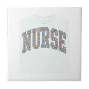 Verpleegster Bloem Letterontwerp T-shirt_1 Tegeltje