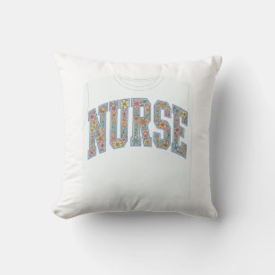 Verpleegster Bloem Varsity Lettering Shirt Ontwerp Kussen
