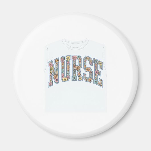 Verpleegster Bloem Varsity Lettering Shirt Ontwerp Magneet (Voorkant)
