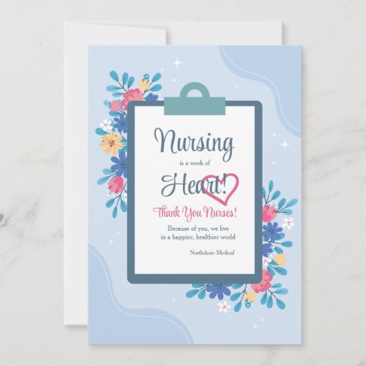 Verpleegster Bloemen Bedankt uitnodiging (Voorkant)