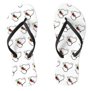 Verpleegster Bloemen Stethoscoop Teenslippers