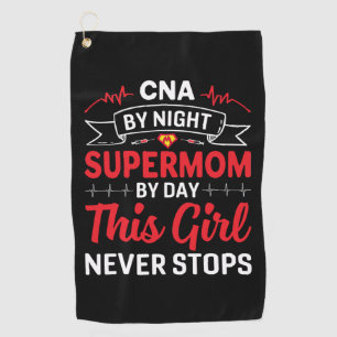 Verpleegster Cadeau CNA 's Nachts Supermom Golfhanddoek