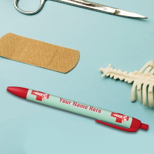 Verpleegster Caduceus Scrubs Groen met naam Zwarte Inkt Pen