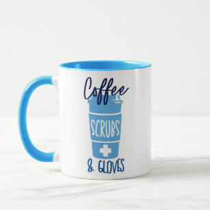 Verpleegster Coffee Scrubs en Handschoenen Mok