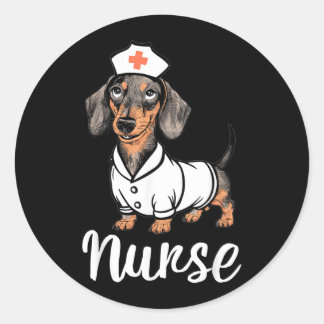 Verpleegster Dachshonden In Kostuums Schattige Ver Ronde Sticker