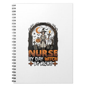 Verpleegster Dag Heks Nacht Halloween Begraafplaat Notitieboek