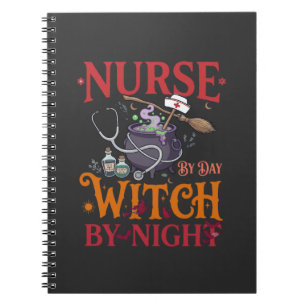 Verpleegster Dag Heks Nacht Halloween Ketel Stetho Notitieboek