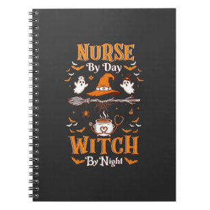 Verpleegster Dag Heksen Nacht Halloween Hoed Spoke Notitieboek