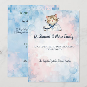 Verpleegster Dokter Kat Aquarel Medische School Br Kaart