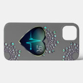 Verpleegster EKG hart en juweel grijs zwart blauw Case-Mate iPhone Case (Achterkant (horizontaal))