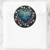 Verpleegster EKG hart en juweel sticker (Tas)